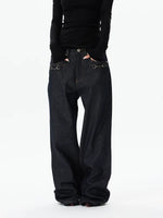 Wide Leg Denim Pants with Metal Detail 3