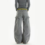 Wide Leg Distressed Paint Splatter Cargo Pants 4