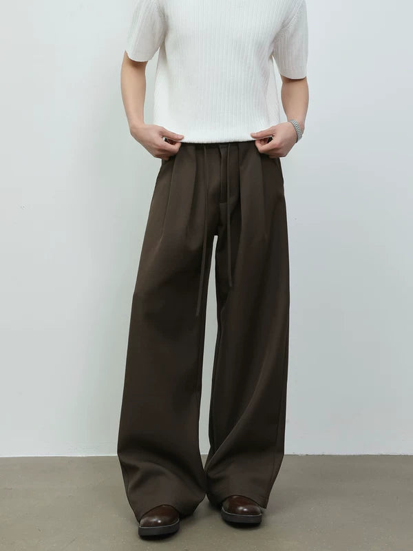 Wide Leg Double Pleated A-Line Pants 2