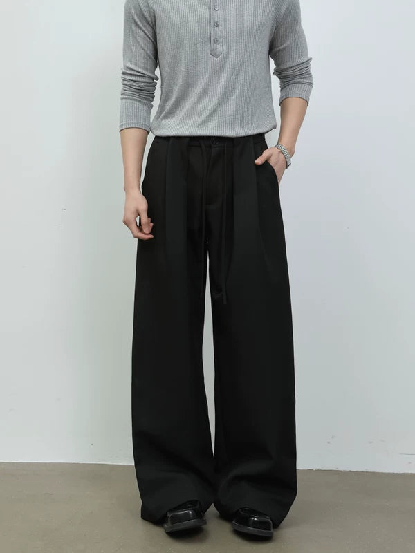 Wide Leg Double Pleated A-Line Pants 3