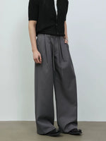 Wide Leg Double Pleated A-Line Pants 4
