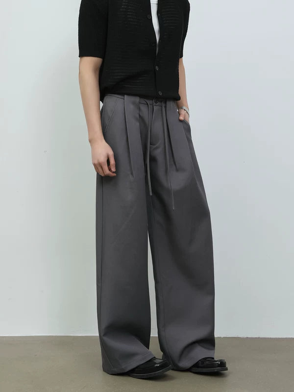 Wide Leg Double Pleated A-Line Pants 4