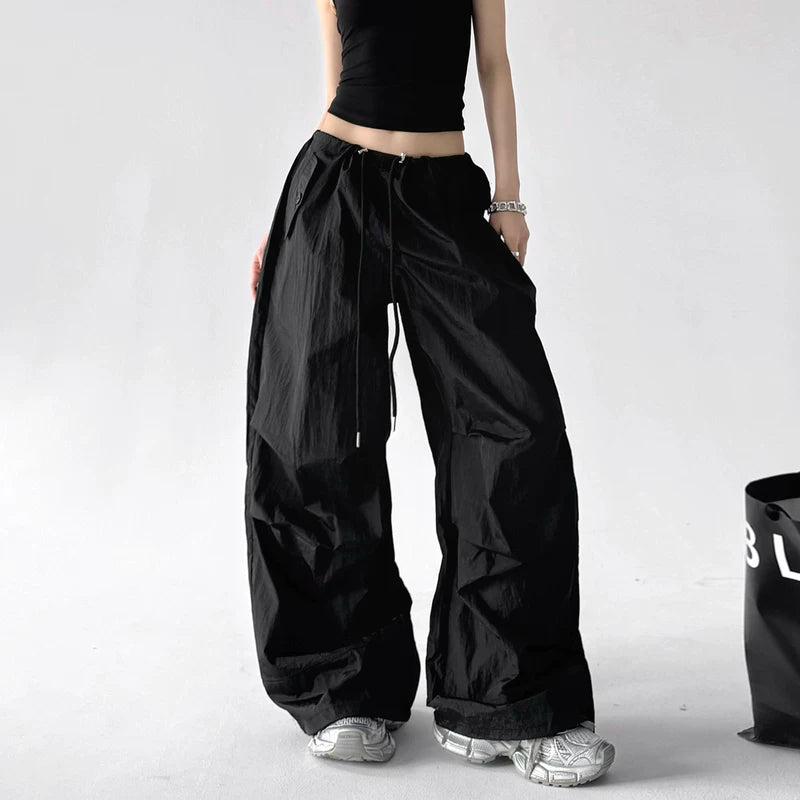 6027853073805,6027853073806,6027853073807,6027853073808,6027853073809,6027853073810,6027853073811,6027853073812, Wide Leg Drawstring Cargo Paratrooper Pants