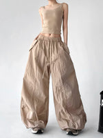 Wide Leg Drawstring Casual Cargo Pants 2