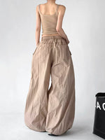 Wide Leg Drawstring Casual Cargo Pants 4