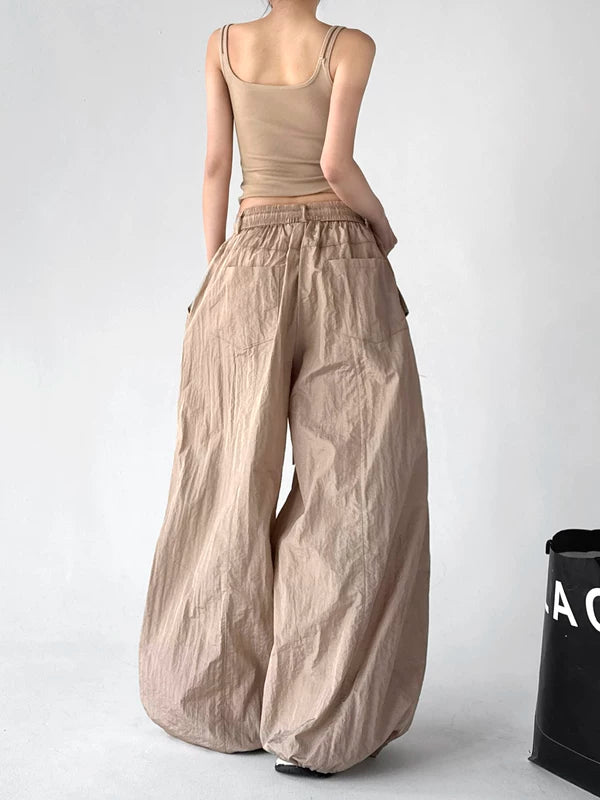 Wide Leg Drawstring Casual Cargo Pants 4