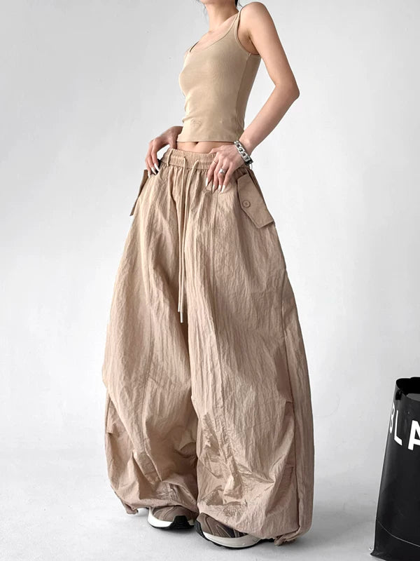 Wide Leg Drawstring Casual Cargo Pants 5