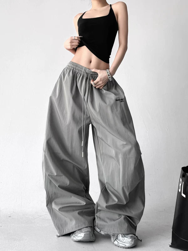 Wide Leg Drawstring Elastic Waist Pants 2