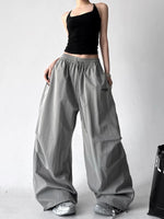 Wide Leg Drawstring Elastic Waist Pants 4