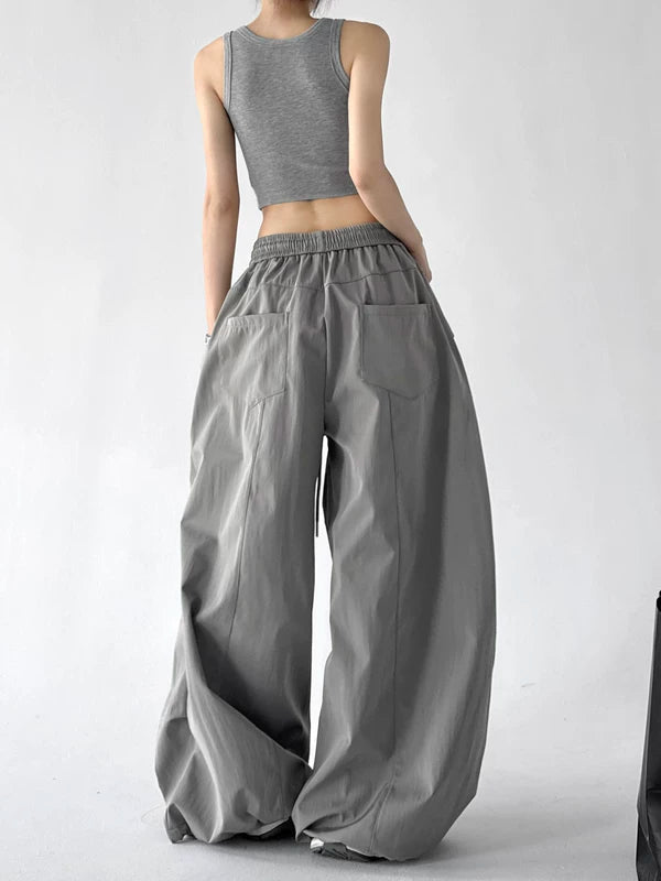 Wide Leg Drawstring Paratrooper Cargo Pants 3
