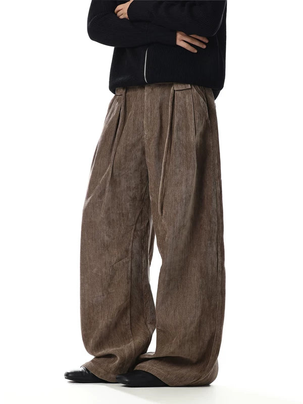 Wide-Leg Drawstring Pleated Casual Pants 2