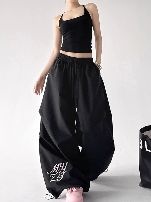 Wide Leg Drawstring Streetwear Cargo Pants 4