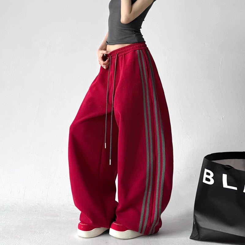 1627207:28326,6010657225058,1627207:28326,6010657225057,1627207:28326,6010657225059,1627207:28326,6010657225060,6010657225058,6010657225057,6010657225059,6010657225060, Wide Leg Drawstring Stripe Casual Pants