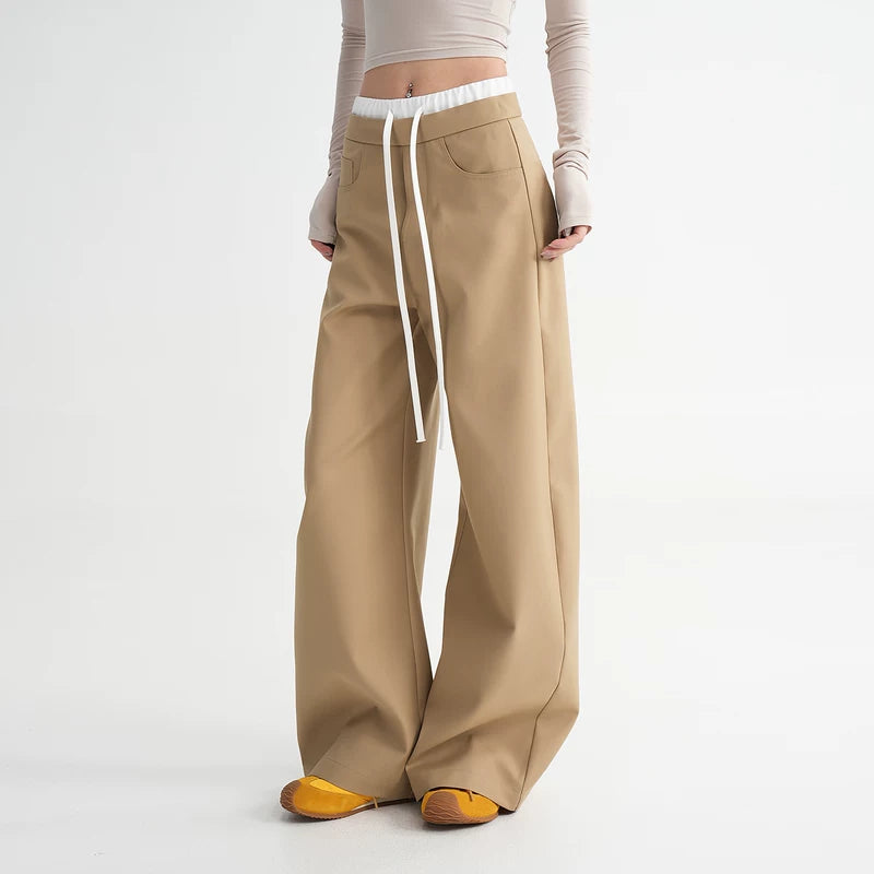 6033735904066,6033735904067,6033735904068,6033735904069, Wide-Leg Drawstring Waist Casual Pants