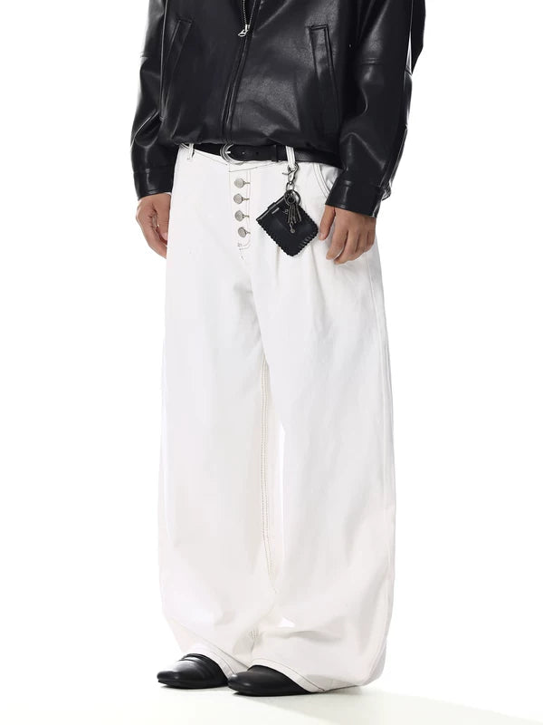 Wide Leg Five-Button Jeans Pants 2