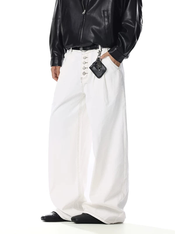 Wide Leg Five-Button Jeans Pants 3
