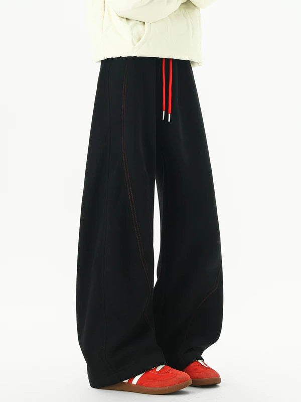 Wide-Leg Fleece-Lined Casual Sweatpants 5