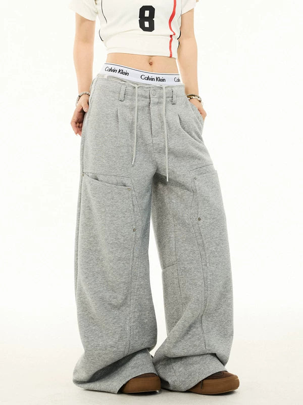 Wide-Leg Fleece Sweatpants with Cargo Pockets 3