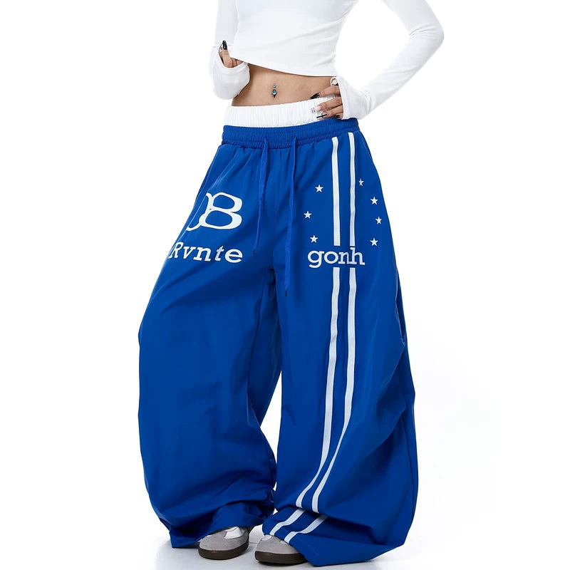 Wide Leg Graphic Parachute Pants 2