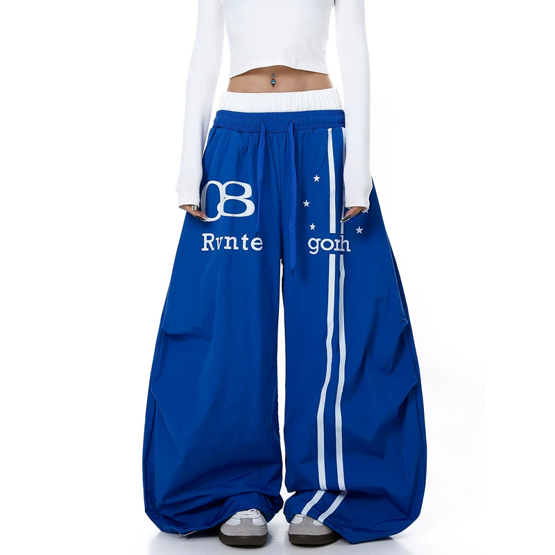 Wide Leg Graphic Parachute Pants 4