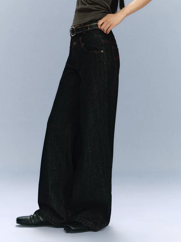 Wide Leg High Rise Denim Pants 3