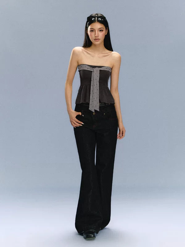 Wide Leg High Rise Denim Pants 5