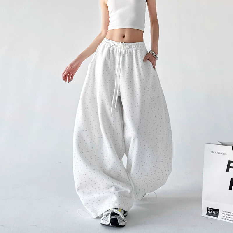 6023671857036,6023671857037,6023671857038,6023671857039, Wide Leg High Waist Star Print Pants