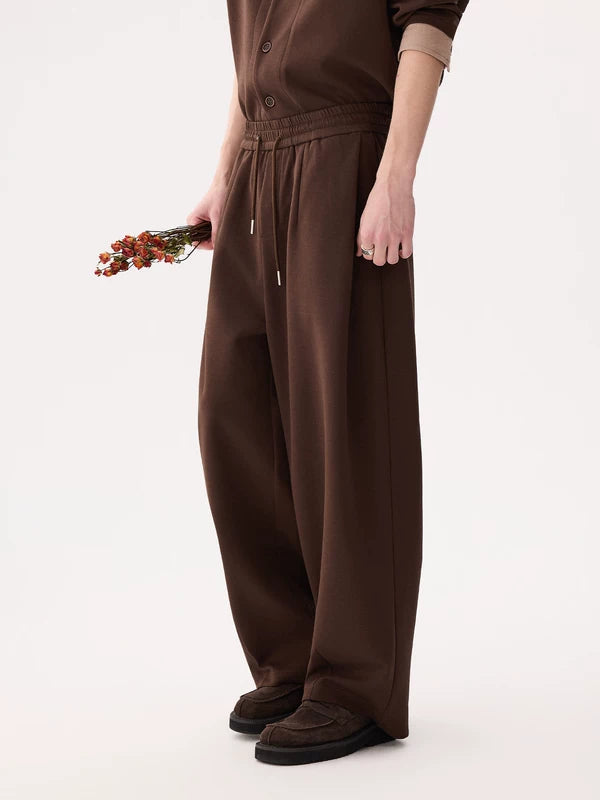 Wide-Leg Knit Elastic Waist Casual Pants 3