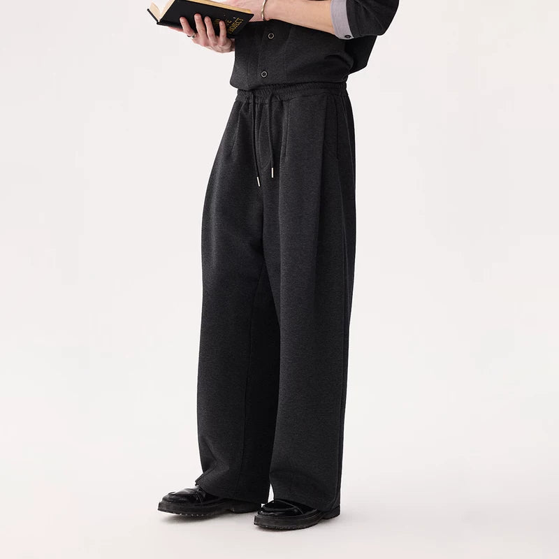 6183379551316,6183379551317,6183379551318,6183379551319, Wide-Leg Knit Elastic Waist Casual Pants