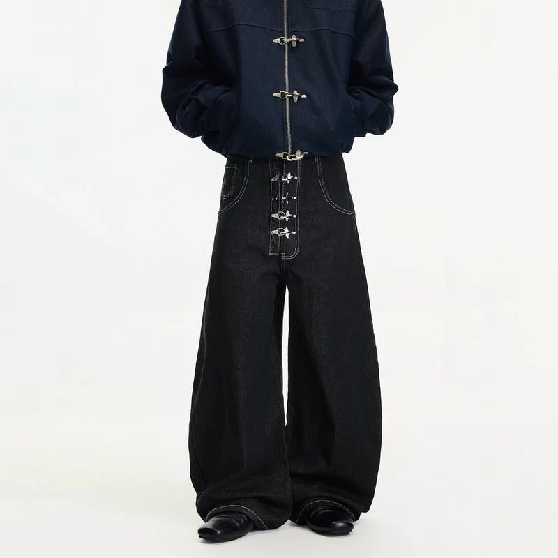 Wide Leg Loose Fit Denim Pants 2