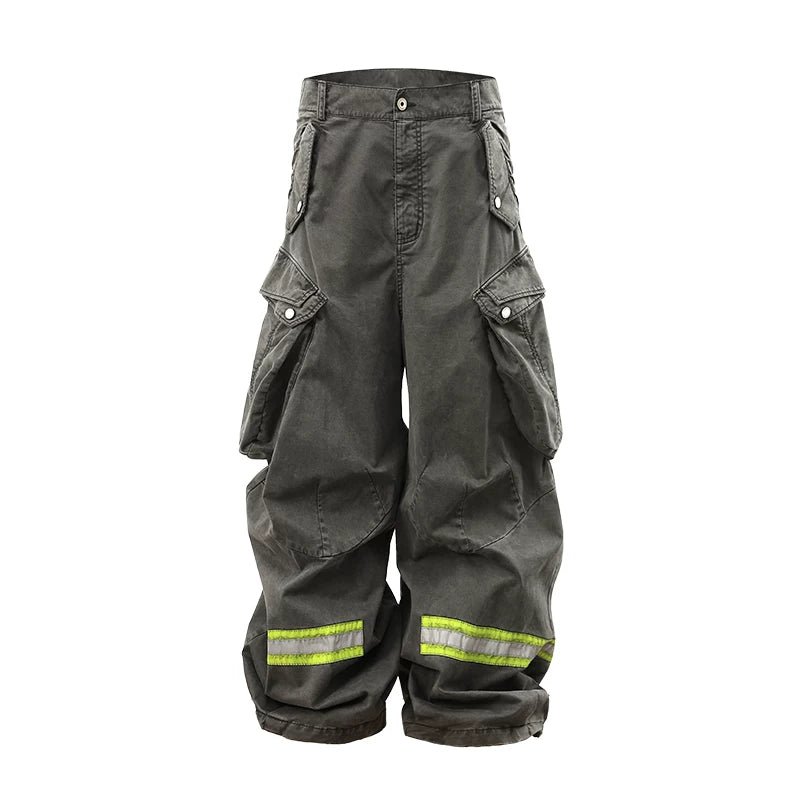 alt_id_2425435151, Wide Leg Multi-Pocket Cargo Reflective Pants