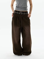 Wide Leg Plaid Double Waistband Sweatpants 3