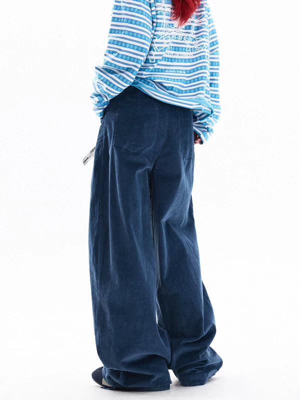 Wide Leg Pleated Corduroy Cargo Pants 4