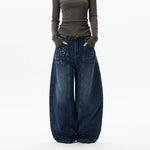 6183047946133,6183047946134,6183047946135,6183047946136, Wide-Leg Rhinestone Detail Jeans Pants
