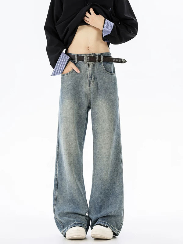 Wide Leg Straight Fit Denim Pants 3