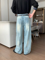 Wide Leg Straight Fit Denim Pants 4
