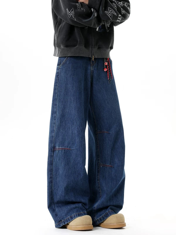 Wide-Leg Street Style Denim Pants 3