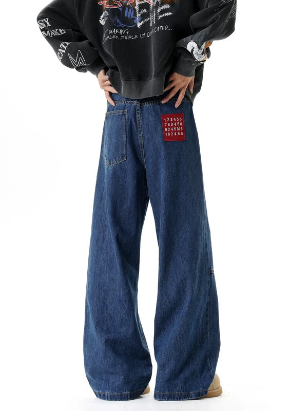 Wide-Leg Street Style Denim Pants 4