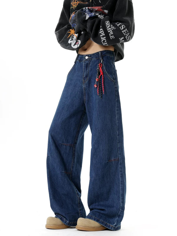 Wide-Leg Street Style Denim Pants 5