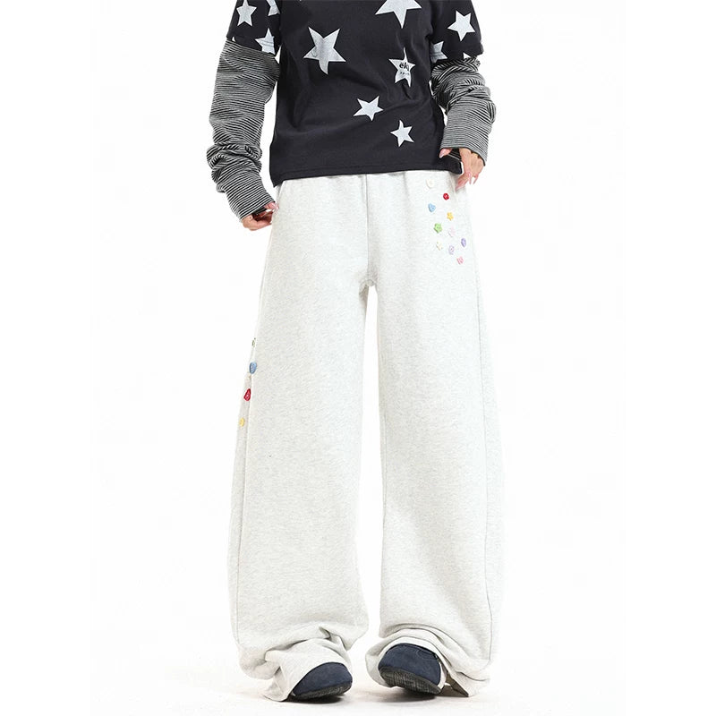 Wide-Leg Sweatpants with Fun Button Detail 2