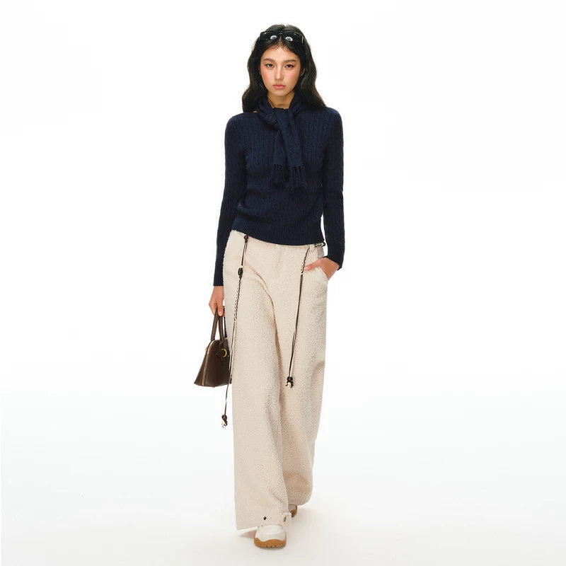 Wide Leg Textured Casual Pants 4