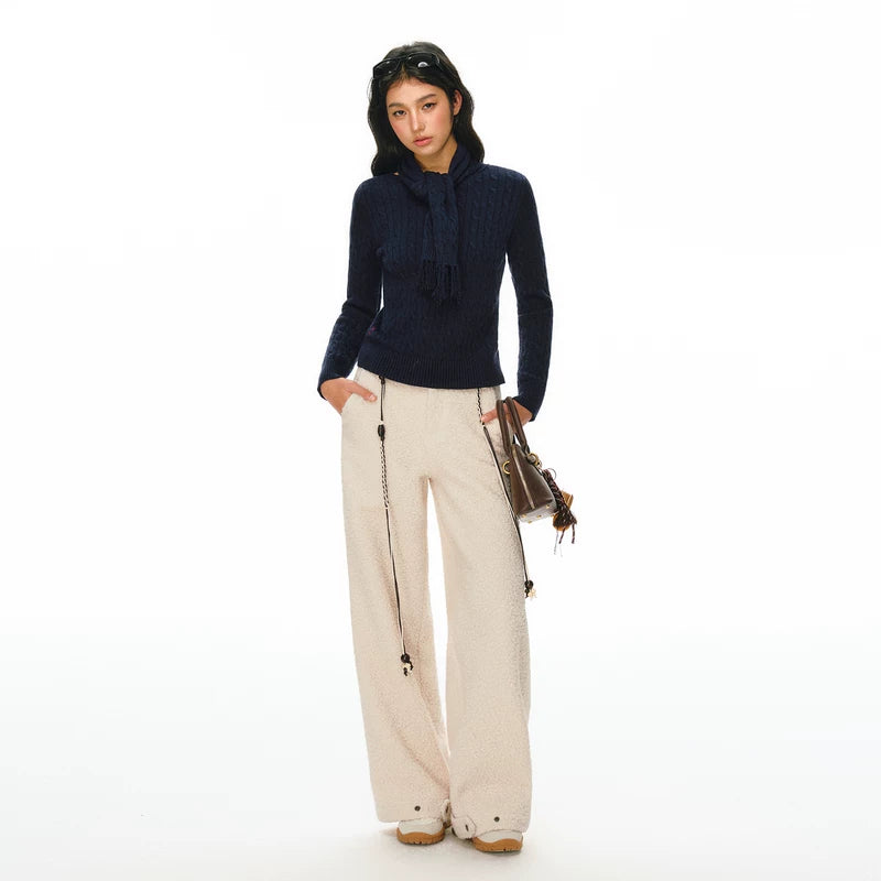 Wide Leg Textured Casual Pants 5
