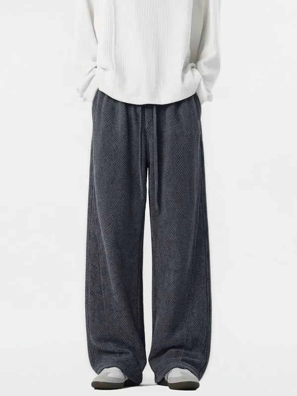 Wide Leg Textured Knit Casual Pants 5
