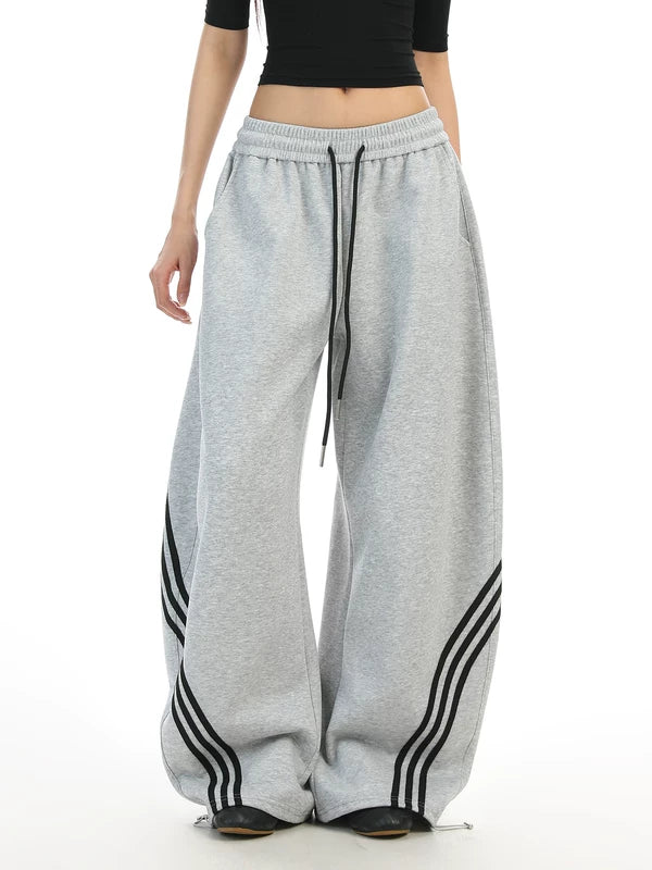 Wide-Leg Three-Stripe Casual Sweatpants 2