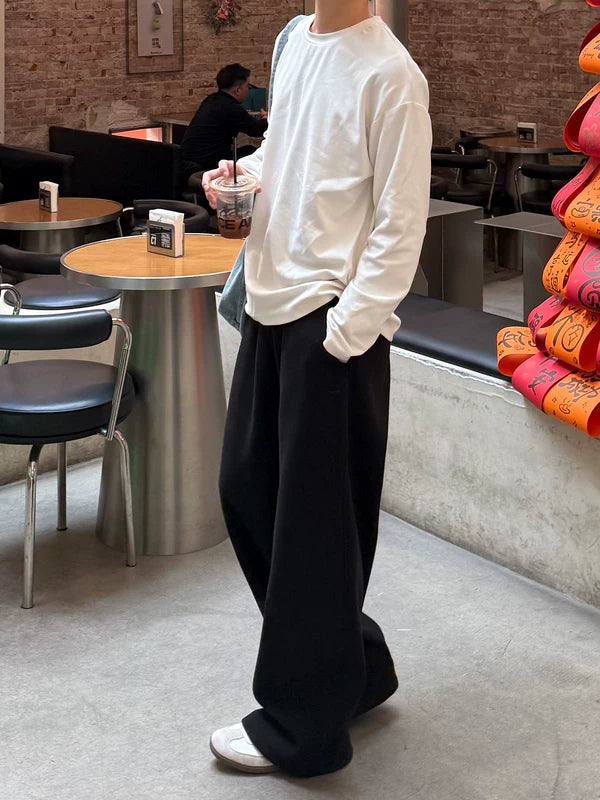 Fleece-Lined Wide-Leg Sweatpants Pants 4