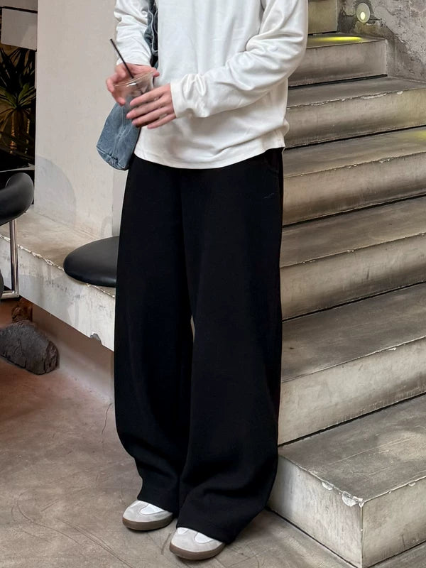 6184185787328,6184185787329,6184185787330,6184185787331, Fleece-Lined Wide-Leg Sweatpants Pants