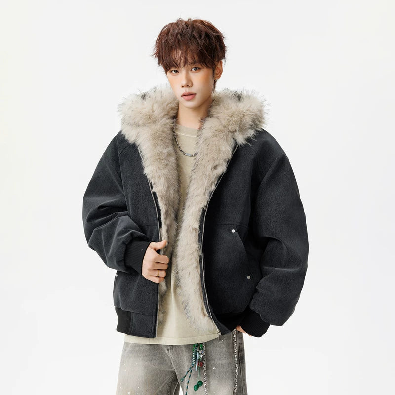 6141451358119,6141451358120,6141451358121,6141451358122,6141451358123,6141451358124, Winter Hooded Faux Fur Lined Jacket