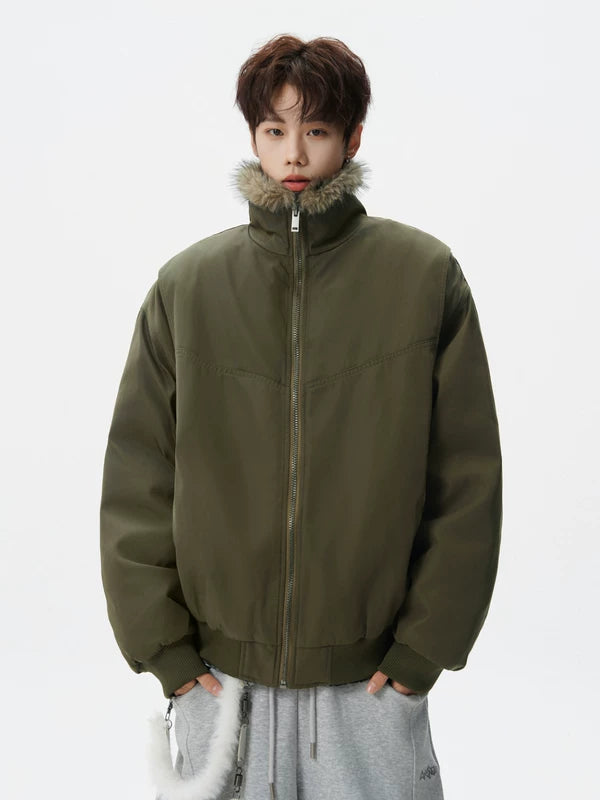 Winter Insulated Stand Collar Fur-Trim Jacket 3