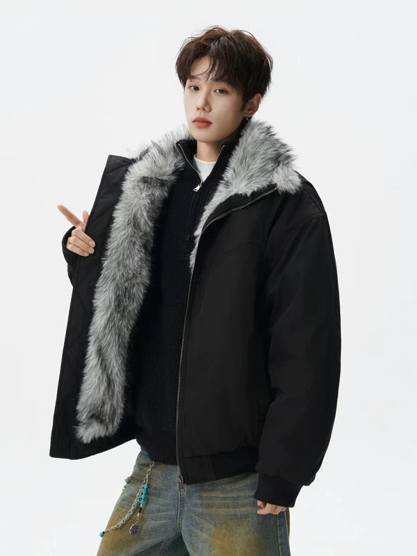 Winter Insulated Stand Collar Fur-Trim Jacket 5