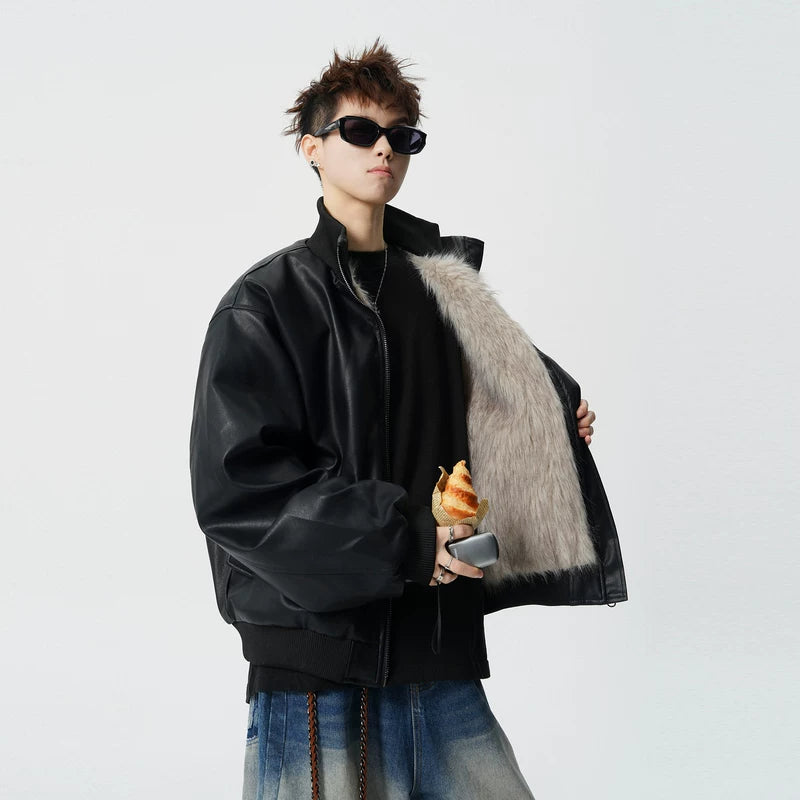 Winter PU Leather Motorcycle Jacket 3